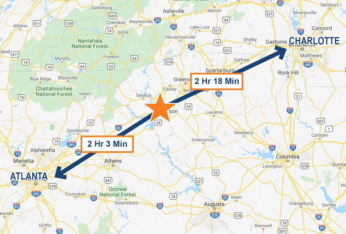 Charlotte-Atlanta Map